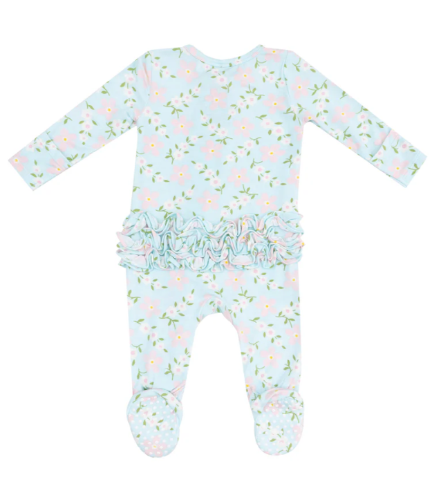 Two Way Ruffle Zipper Footie | Vintage Daisy