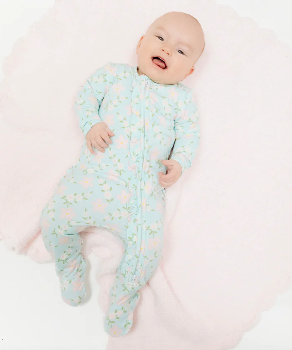 Two Way Ruffle Zipper Footie | Vintage Daisy