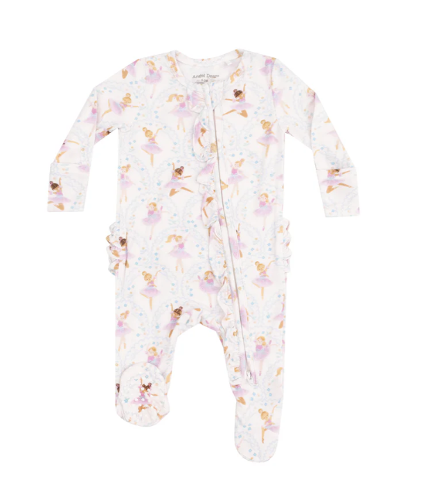 Two Way Ruffle Zipper Footie | Bow Ballerinas