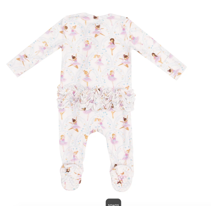 Two Way Ruffle Zipper Footie | Bow Ballerinas