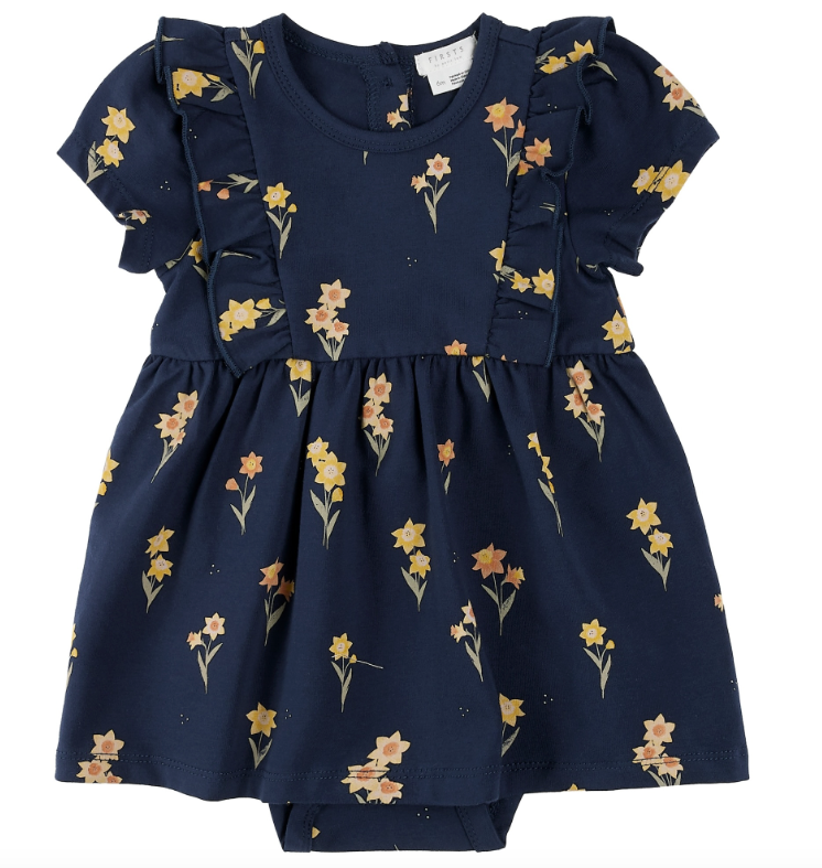 Navy Floral Bodysuit Dress