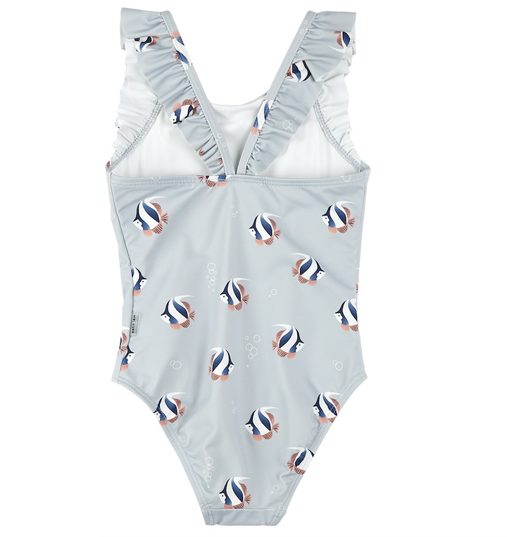Lt Blue Tropical Fish Ruffle Swimsuit