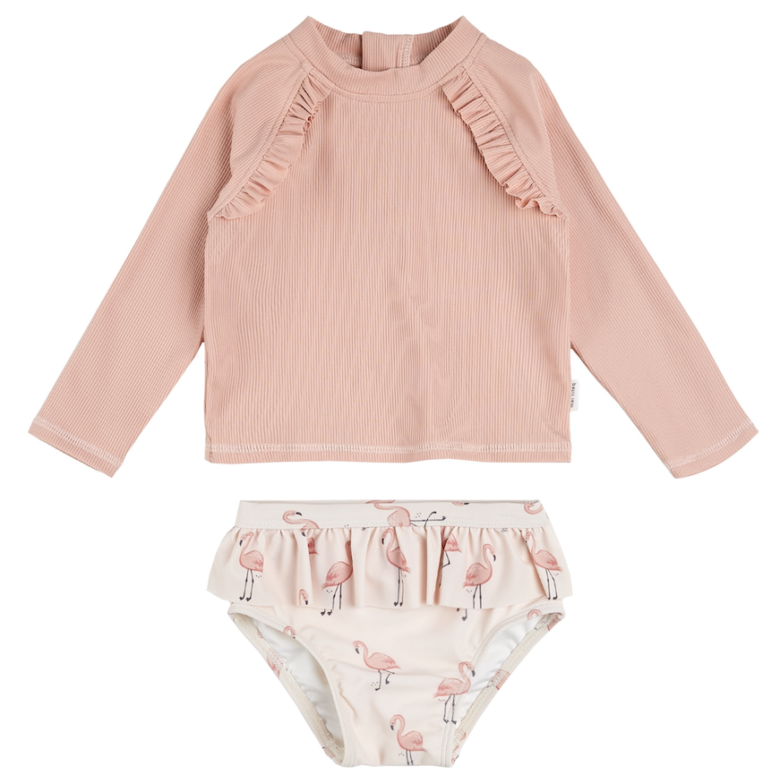 2 Pc Flamingo Long Sleeve Swimsuit