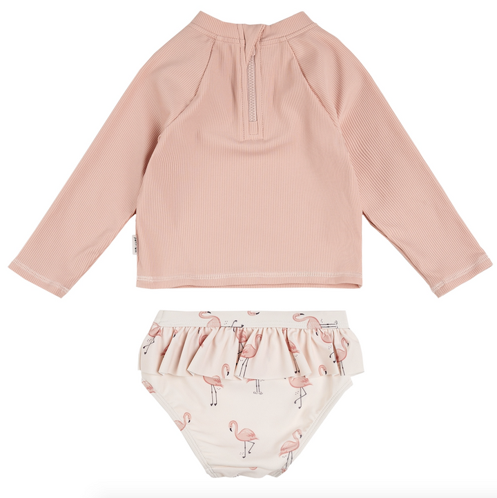 2 Pc Flamingo Long Sleeve Swimsuit