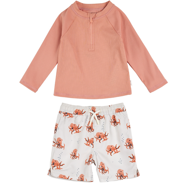 2 Pc Octopus Long Sleeve Swimsuit