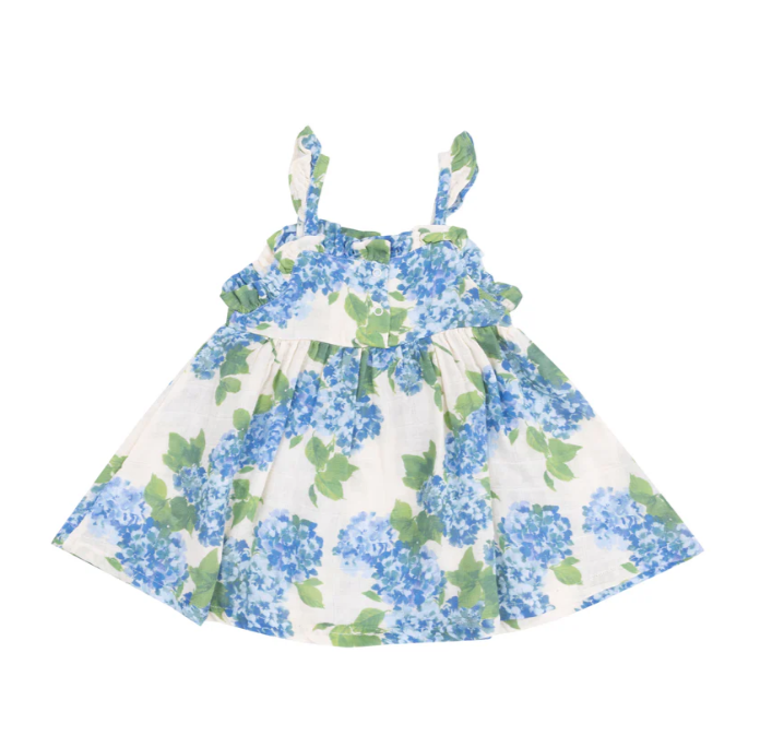 Paperbag Ruffle Dress | Watercolor Hydrangea