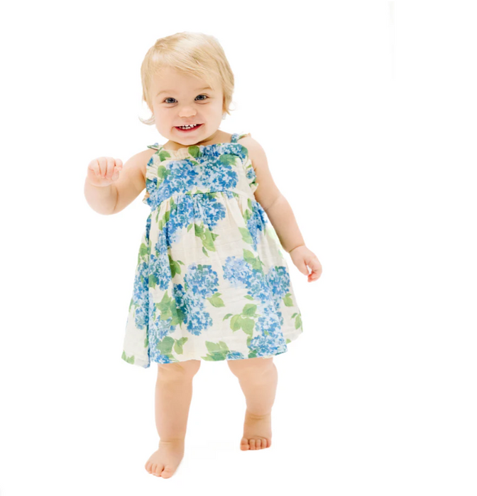 Paperbag Ruffle Dress | Watercolor Hydrangea