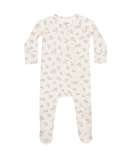 Bamboo Zip Footie | Strawberries