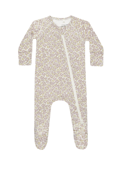 Bamboo Zip Footie | Purple Floral