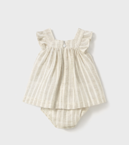 Baby Tan Striped Dress w/Bow | 1858