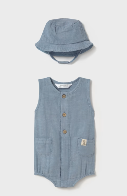 Baby Boy Blue Romper W/Hat | 1603