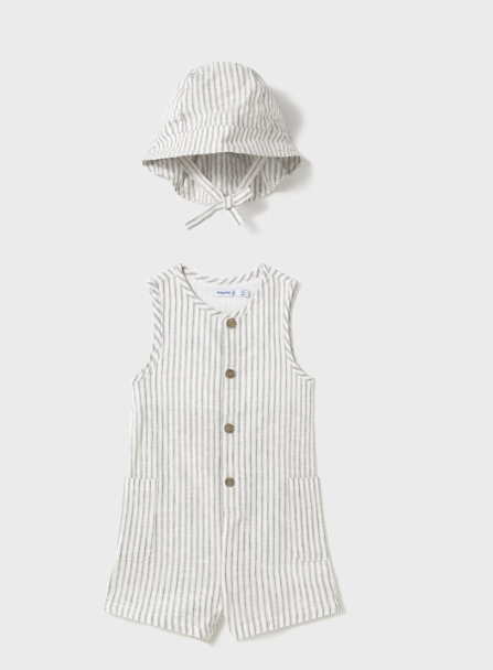 Striped Romper w/Hat Set | 1643