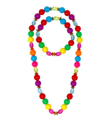 Rainbow Beaded Necklace & Bracelet Set