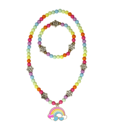 Daisy Rainbow Necklace & Bracelet Set