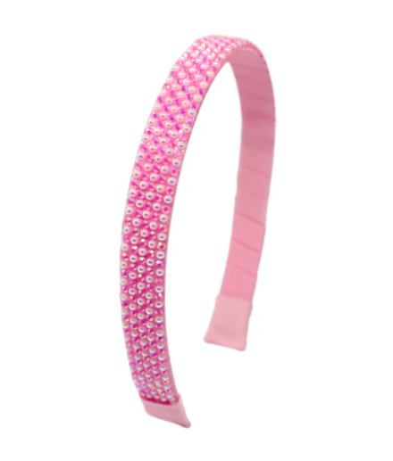 Pink Pearl Rhinestone Headband