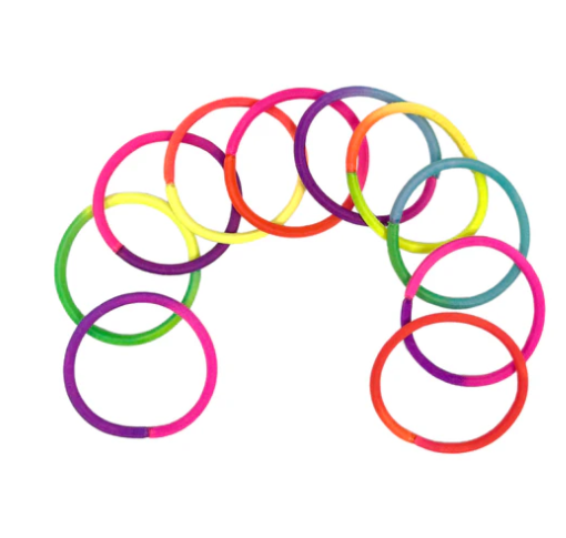 Rainbow Two Tone Hair Elastics Set