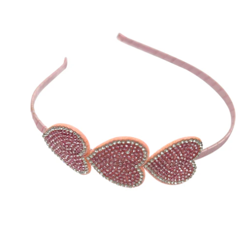 Pink Rhinestone Heart Headband