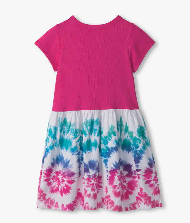 Sunburst Mixed Fabric Dress