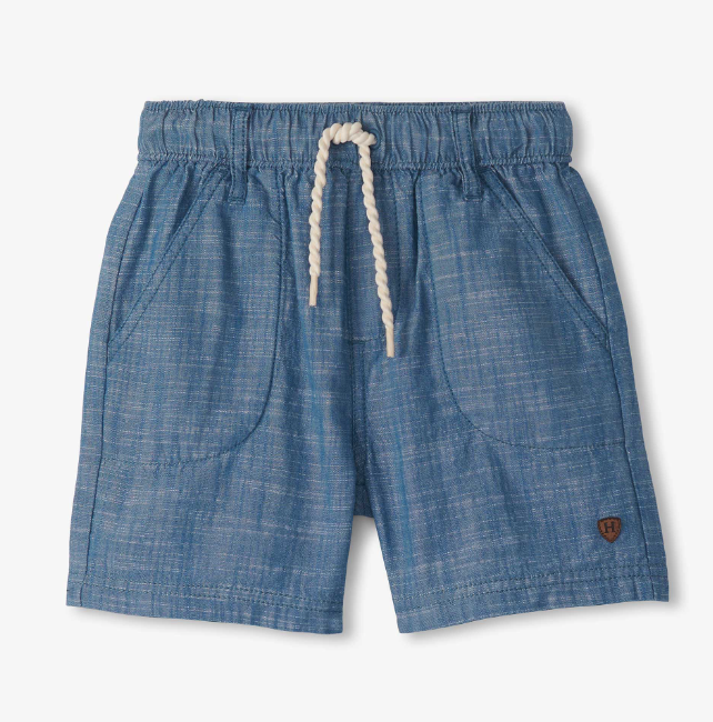 Indigo Blue Chambray Woven Shorts