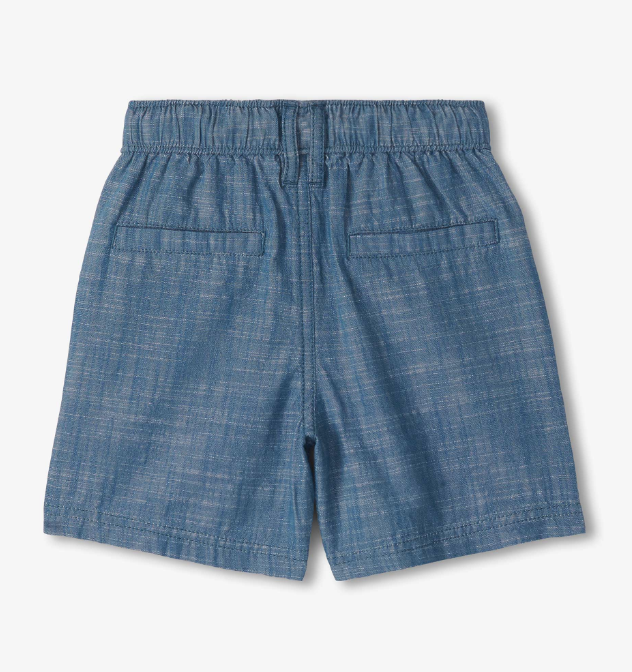 Indigo Blue Chambray Woven Shorts