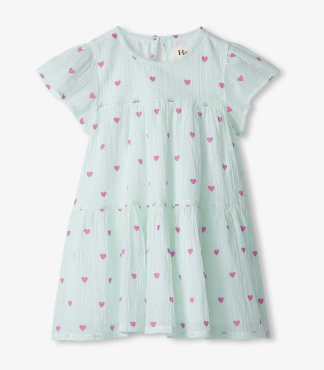 Little Hearts Woven Cake Puff Dress