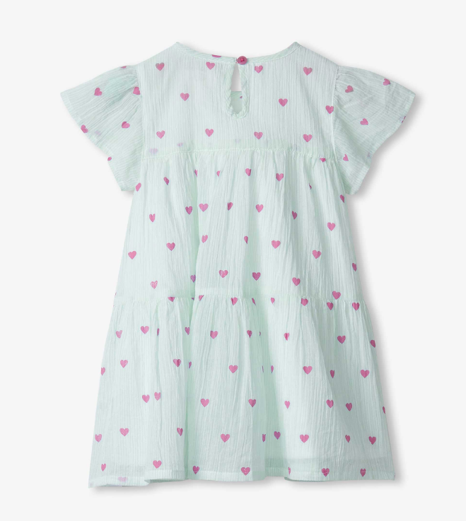 Little Hearts Woven Cake Puff Dress