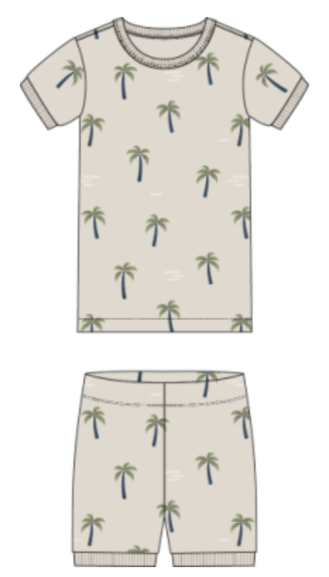 Palm Tree Pajama Short Set