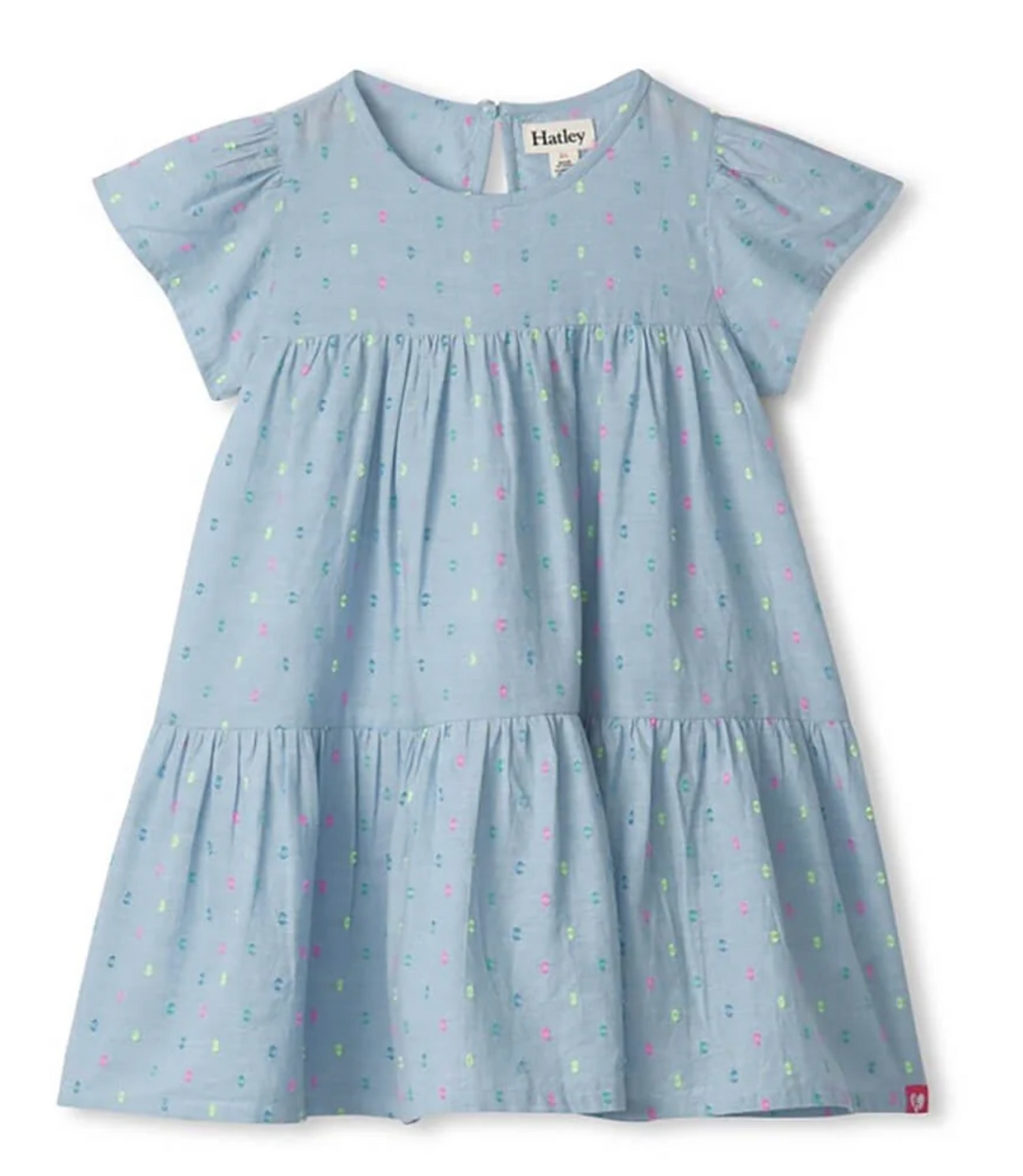 Bright Spot Chambray Woven Cake Puff Dress