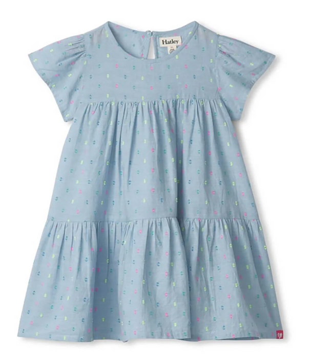 Bright Spot Chambray Woven Cake Puff Dress