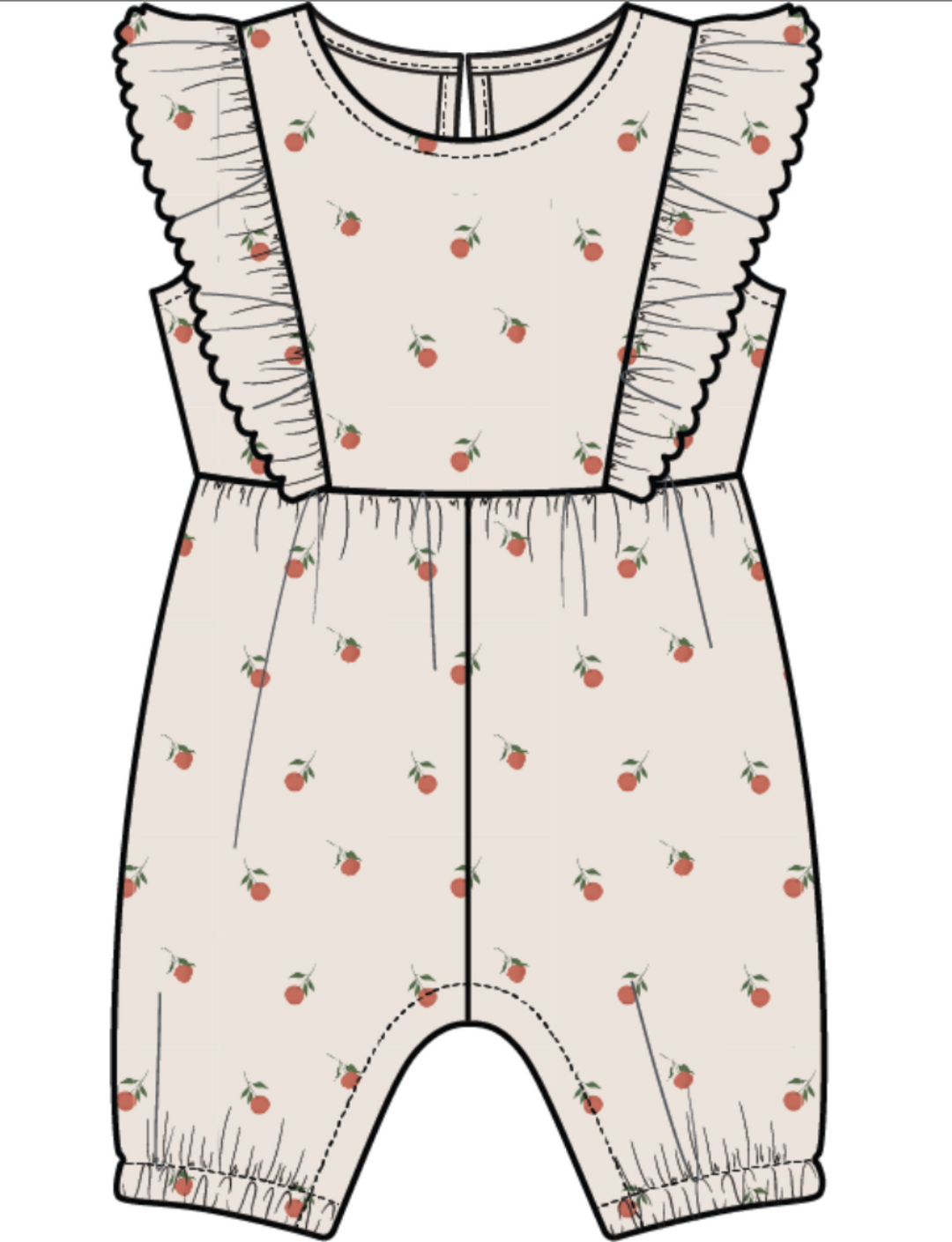 Peach Terry Cloth Ruffle Romper