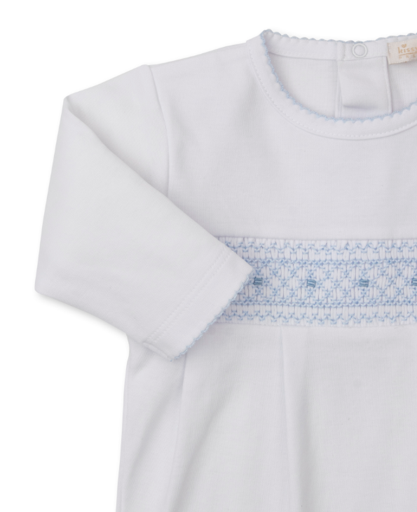 CLB Fall 25 Footie w/ Hand Smock | White w/Blue