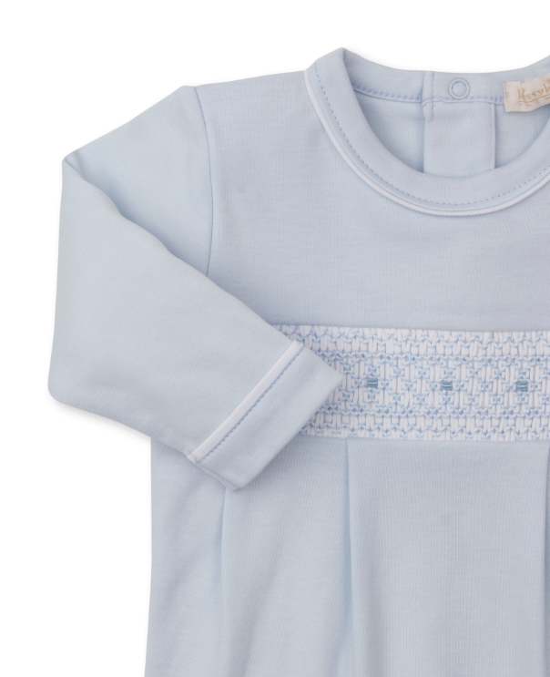 CLB Fall 25 Footie w/ Hand Smock | Lt Blue