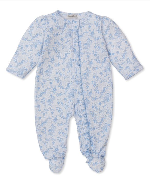 Lt Blue Old English Roses Footie w/Zipper