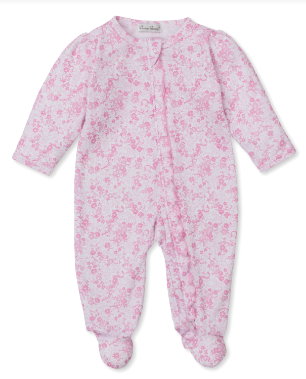 Pink Old English Roses Footie w/Zipper