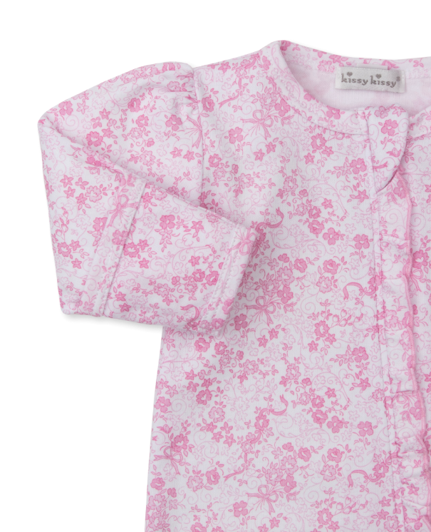 Pink Old English Roses Footie w/Zipper