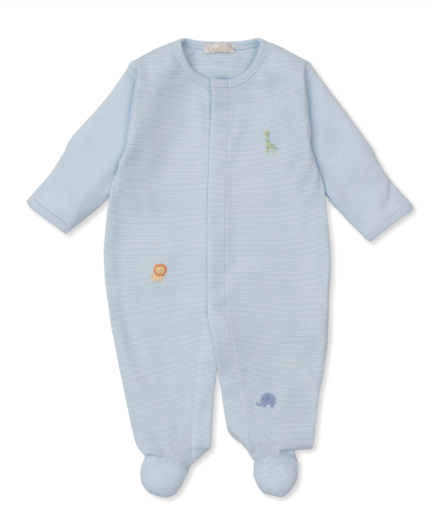 Lt Bue SCE Safari Wild Footie w/Hand Embroidery