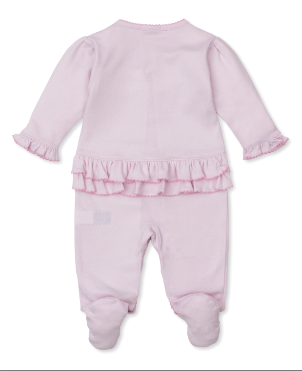 Pink Premier Old English Roses Ruffle Footie w/Hand Embroidery