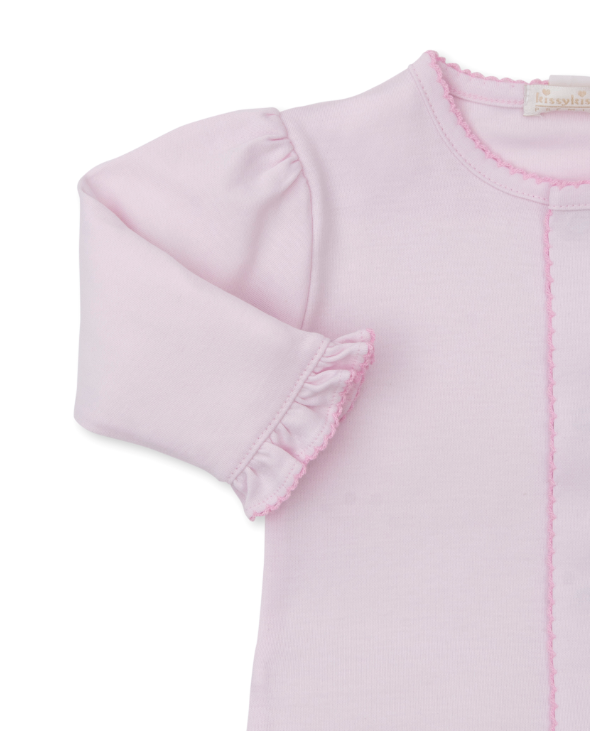 Pink Premier Old English Roses Ruffle Footie w/Hand Embroidery