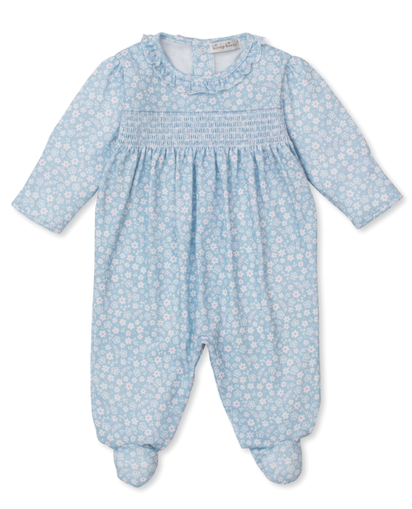 Lt Blue Fall in Bloom Smocked Footie