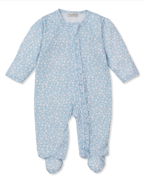 Lt Blue Fall in Bloom Footie w/Zipper