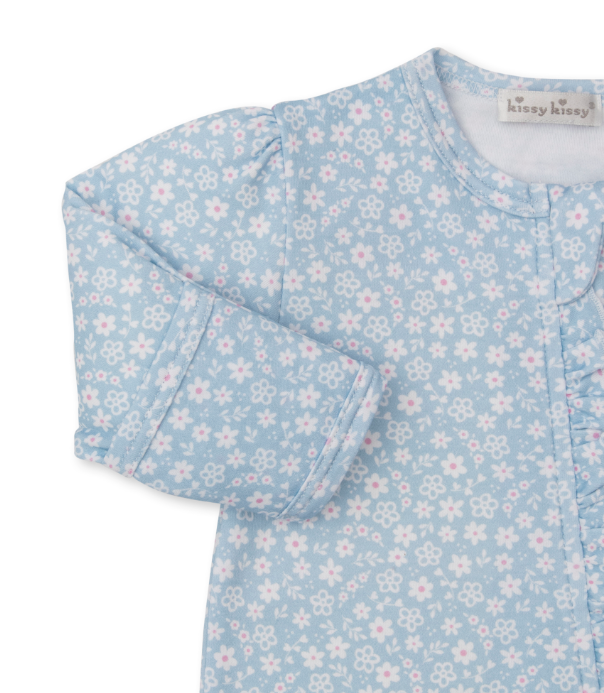 Lt Blue Fall in Bloom Footie w/Zipper