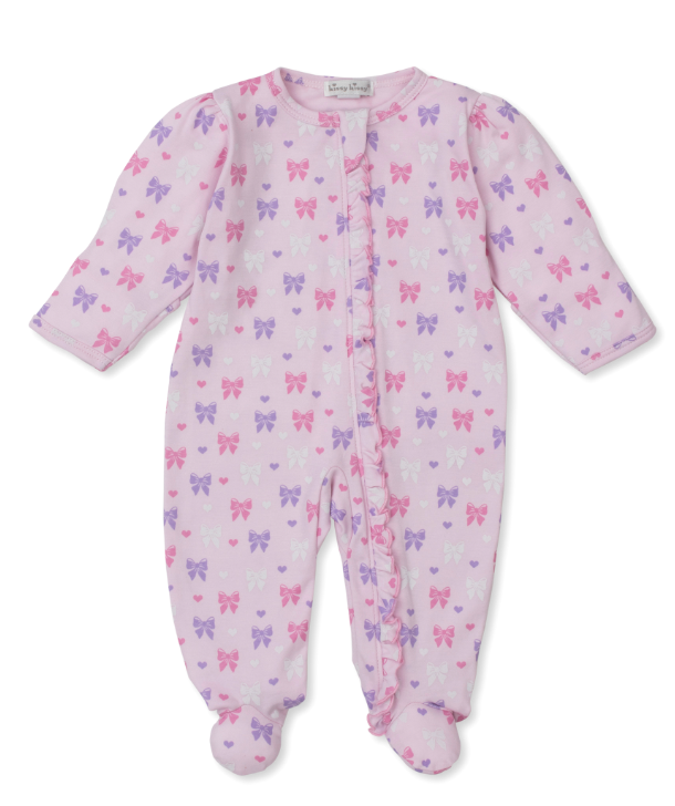 Multi Pink Billowy Bows Footie w/Zipper