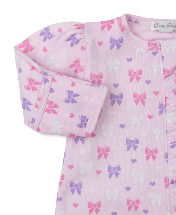 Multi Pink Billowy Bows Footie w/Zipper