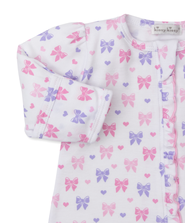 Multi Billowy Bows Footie w/Zipper