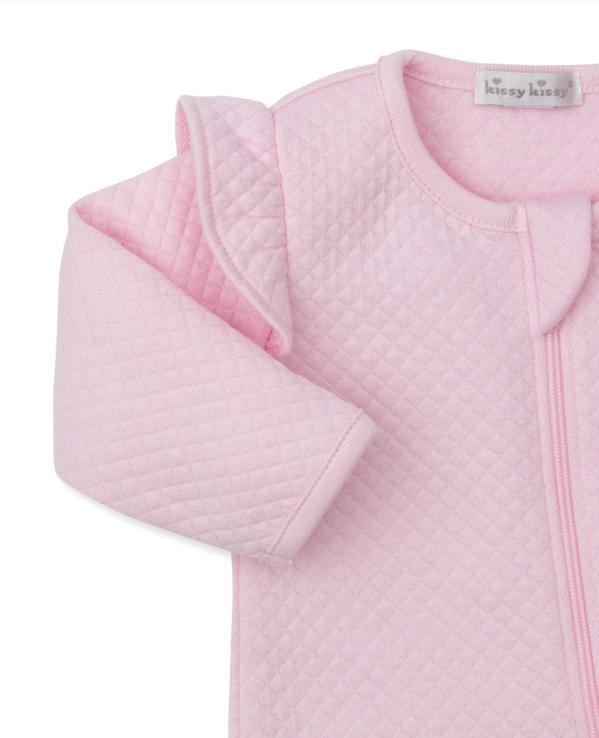 Pink Billowy Bows Jacquard Footie w/Zipper