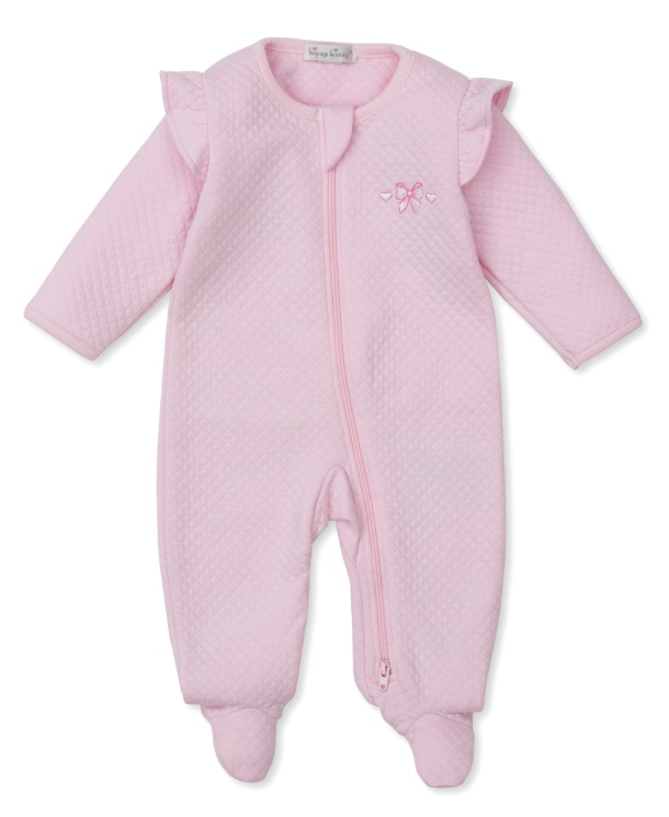 Pink Billowy Bows Jacquard Footie w/Zipper