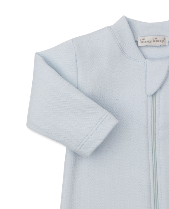 Blue Sweet Homecoming Jacquard Footie w/Zipper