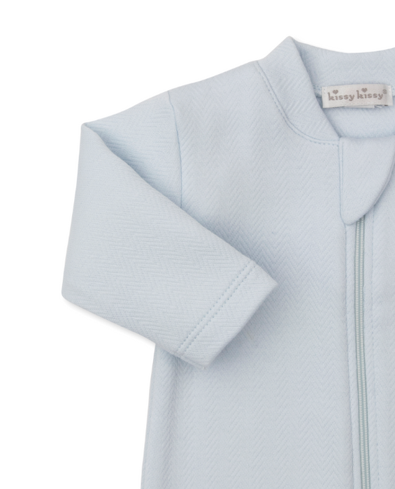 Blue Sweet Homecoming Jacquard Footie w/Zipper