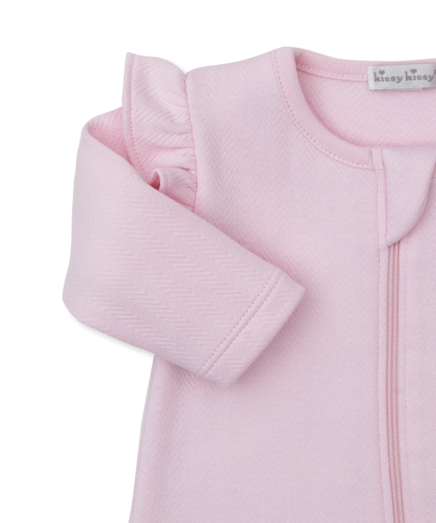 Pink Sweet Homecoming Jacquard Footie w/Zipper