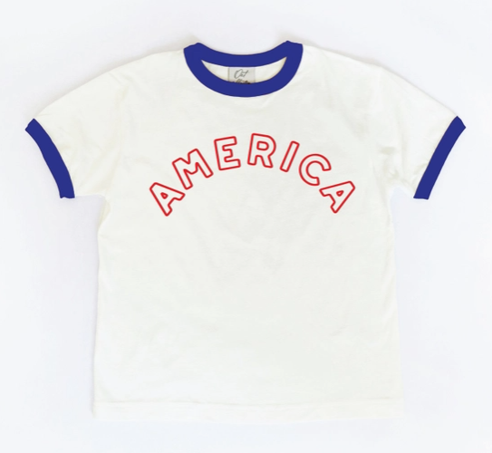 Blue Trim AMERICA PUFF TShirt